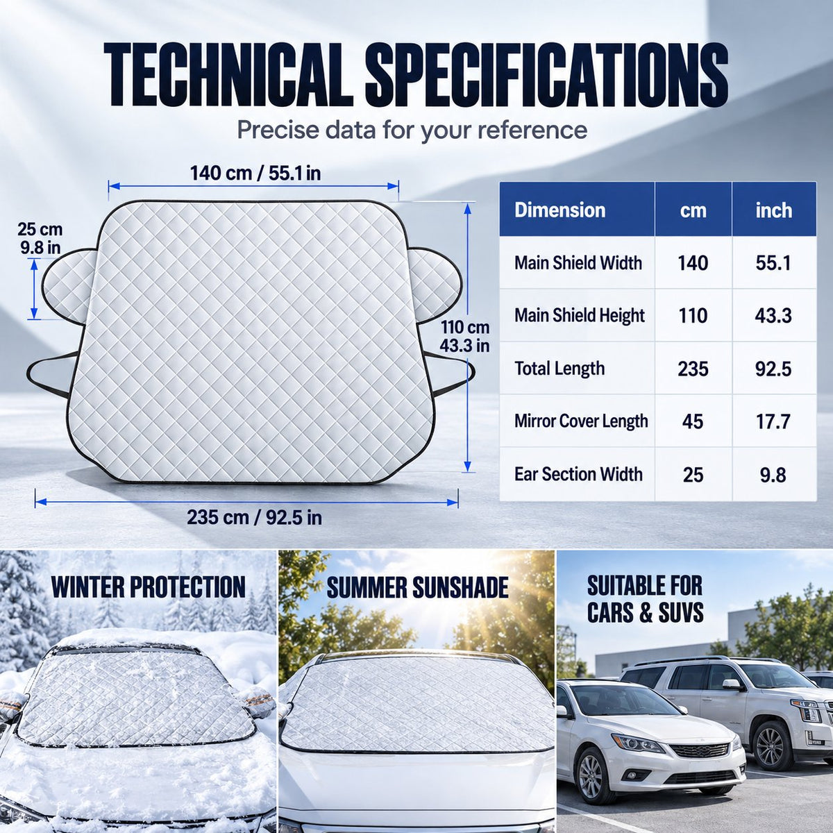 ⏳ Last Day 49% OFF – Universal Car Windshield Snow Cover - Winter Anti-Frost & Summer Sunshade Protector