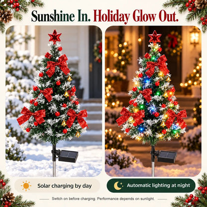 🎄 Solar Christmas Tree Lights – 4-Pack DIY Outdoor Holiday Decor