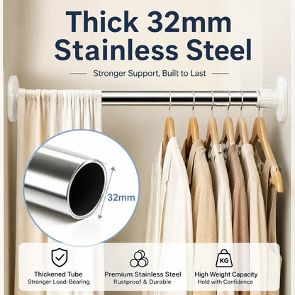✨Drill-Free Adjustable Tension Rod, No Damage Wall Mount