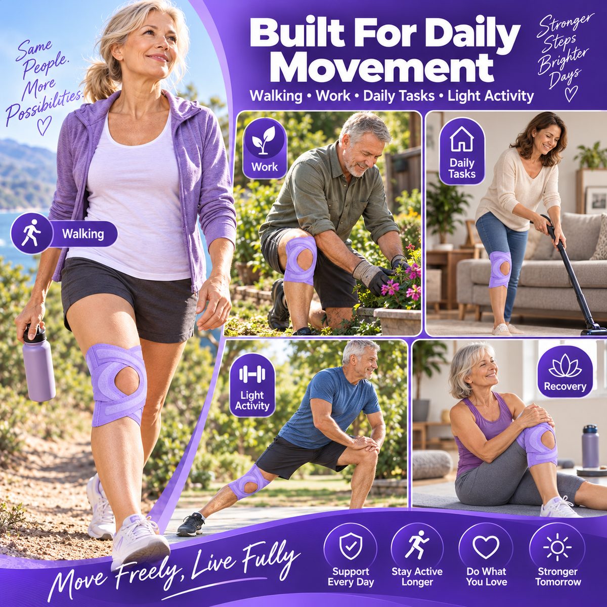 Open-Patella Adjustable Knee Support Wrap