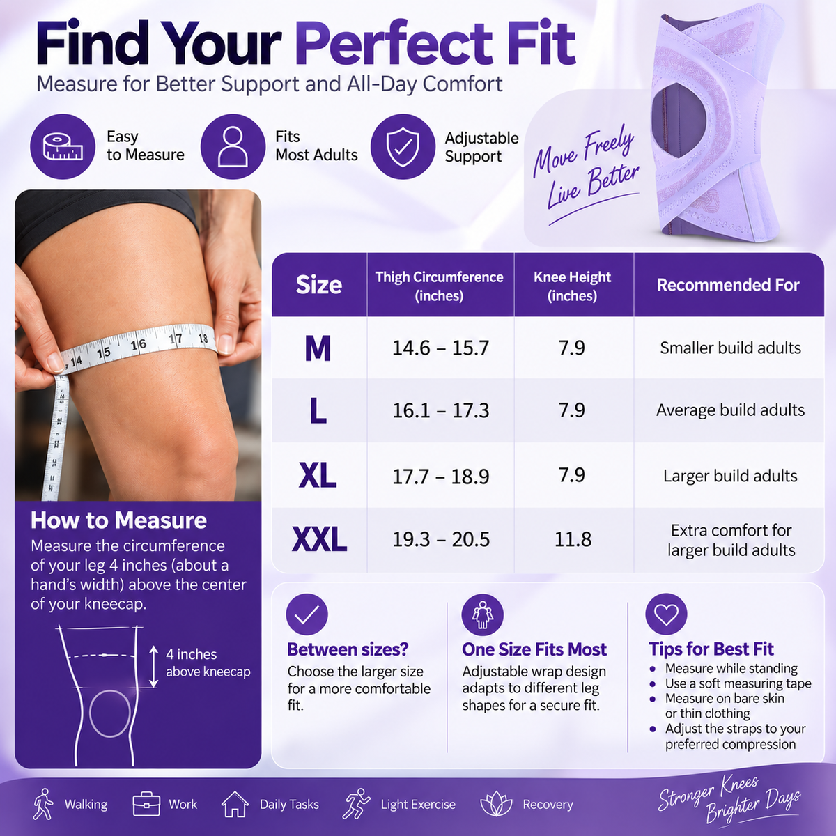 Open-Patella Adjustable Knee Support Wrap