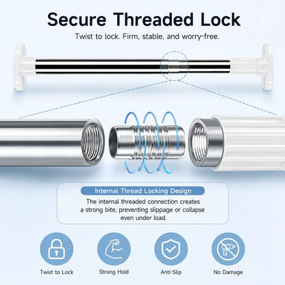 ✨Drill-Free Adjustable Tension Rod, No Damage Wall Mount
