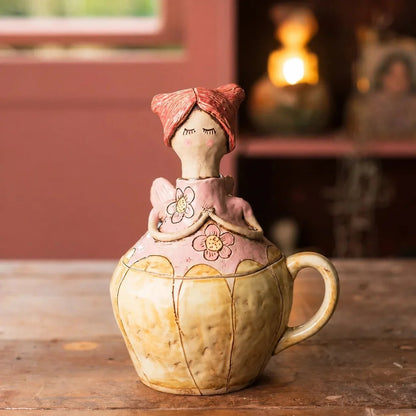 🧚 Handcrafted Fairies Storage Jar/Mug | 8 Whimsical Styles with Removable Fairy Lid for Tea, Treats & Tiny Keepsakes ☕