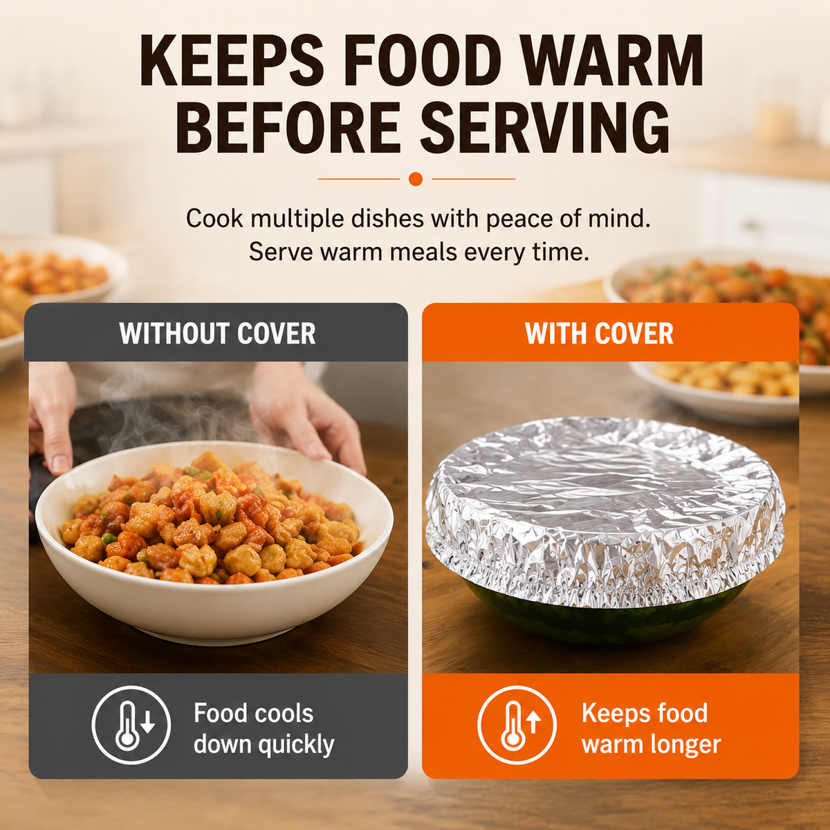 🎁Buy More Get More FREE |GOTLYVO®️ Home dining table & food container aluminum foil heat-retaining cover