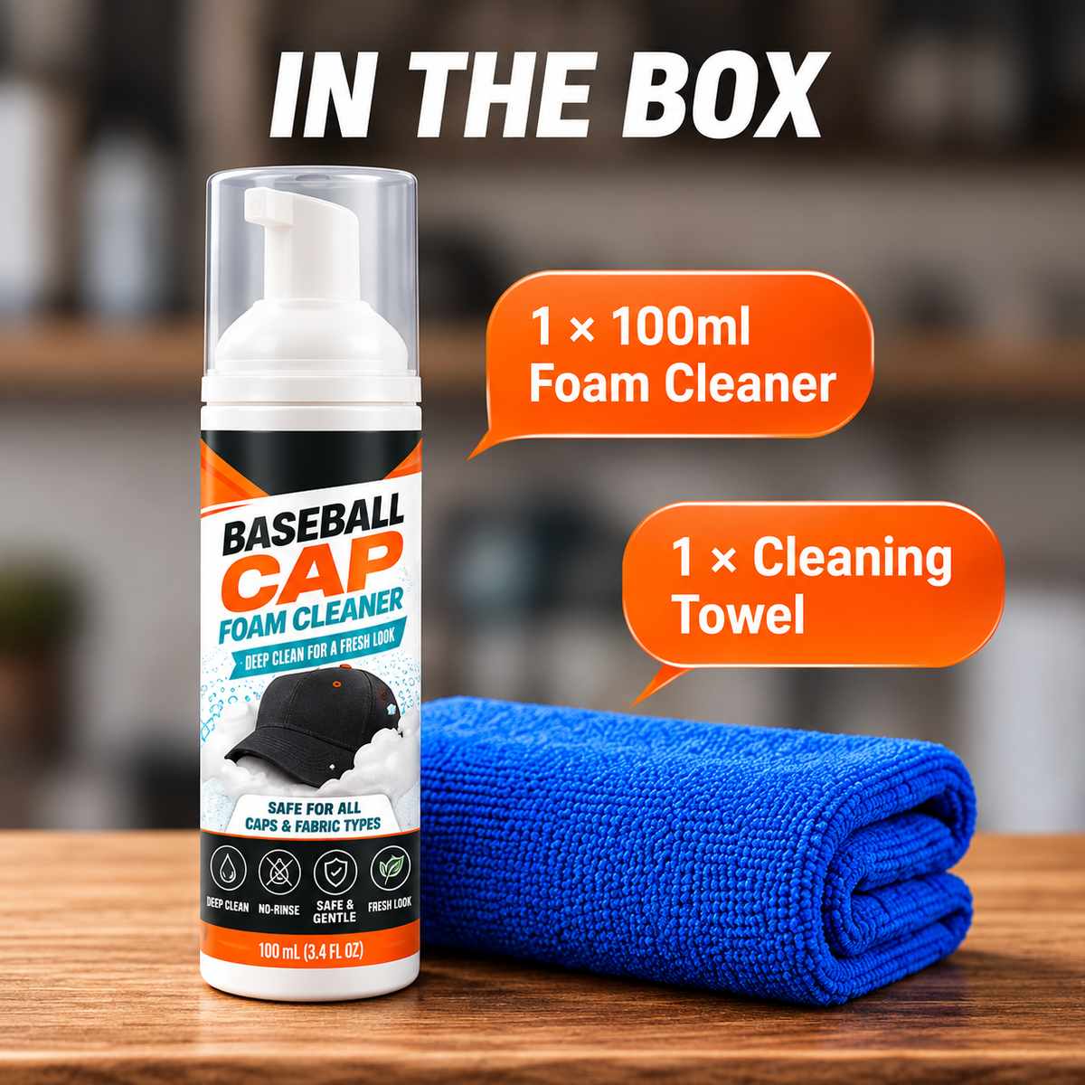 No-Rinse Baseball Cap Foam Cleaner