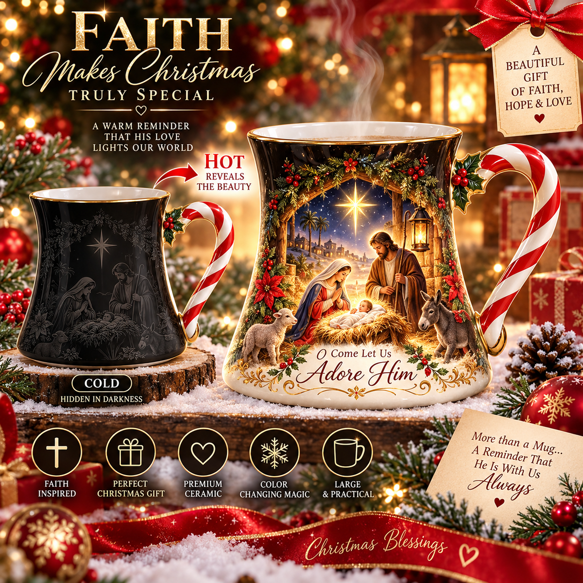 🎄Christmas Magic Color-Changing Mug – Heat Reveal Holiday Gift