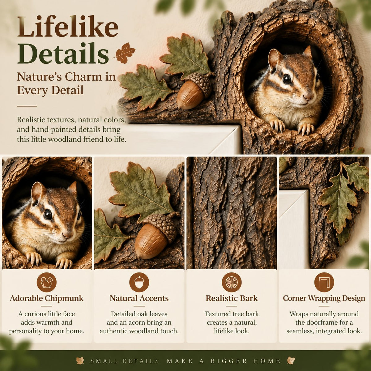 🎅 2026 Christmas Gift 50% Off--🐿️Chipmunk Tree Hollow Door Topper | Woodland Animal Doorway Decor For Cozy Nature Homes