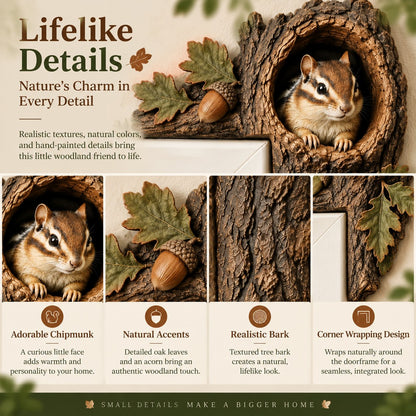 🎅 2026 Christmas Gift 50% Off--🐿️Chipmunk Tree Hollow Door Topper | Woodland Animal Doorway Decor For Cozy Nature Homes