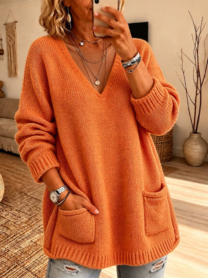 💛LAST DAY SAVE 49% ⏰Chic V-Neck Pocket Knit Sweater